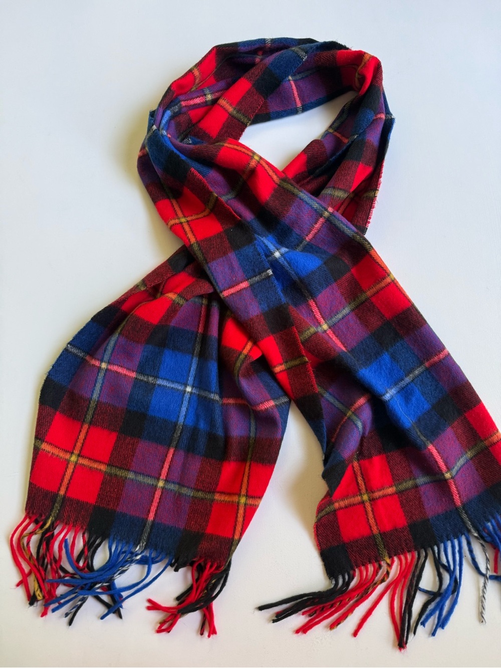 Vintage Tie Rack 'Art of the Scarf' Plaid Fringe Scarf 90s Heritage
